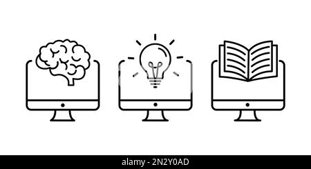 Learning Icons. Line With Fill Design. Vector Illustration. Stock Vector