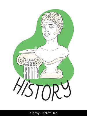 History lesson icon vector in doodle style. Secondary school icons. Back to school stickers. Greek ancient column Stock Vector