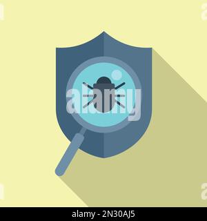 Bug shield icon flat vector. Virus hacker. Online threat Stock Vector