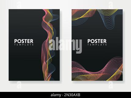 Set of minimal geometric design posters, vector template with lines elements, modern hipster style Stock Vector