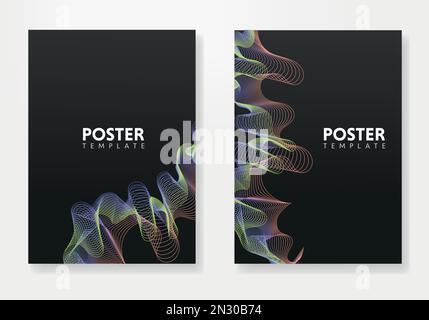 Set of minimal geometric design posters, vector template with lines elements, modern hipster style Stock Vector