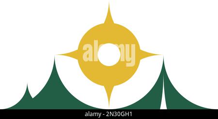 compass tent and mountain camping logo design Stock Vector