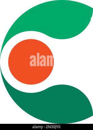 Letter C with green leafs icon logo design template illustration Stock ...