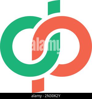 geometric letter d and p dp logo design Stock Vector