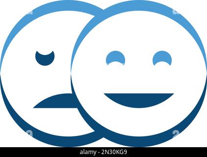 happy and sad face psychology logo icon design Stock Vector