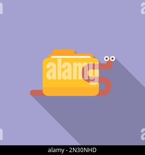 Folder worm icon flat vector. Error threat. Security data Stock Vector