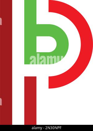 letter p and b pb geometric logo icon design Stock Vector