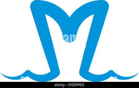 letter m water wave logo design Stock Vector