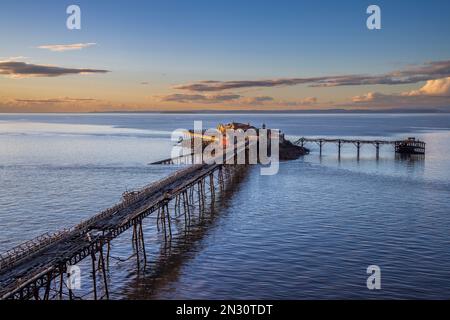 The Old Birnbeck Island Pier in the winter sunlight, Weston-super-Mare, Somerset, England Stock Photo