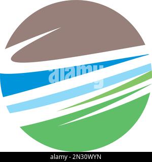 mountain and river landscape logo vector design Stock Vector