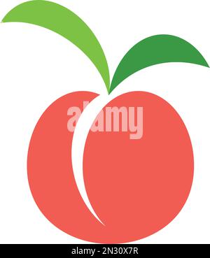 peach fruit logo icon vector clipart Stock Vector