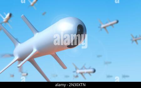 Swarm of Kamikaze - 3D Rendering Stock Photo