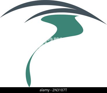 river and mountain logo icon design Stock Vector