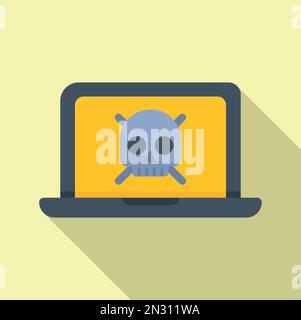 Threat laptop icon flat vector. Security alert. Notification alert Stock Vector