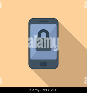 Phone lock icon flat vector. Hacker error. Security bug Stock Vector