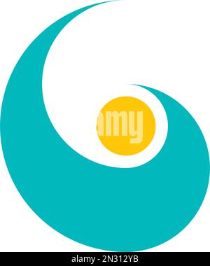 summer water wave and sun vector logo icon Stock Vector