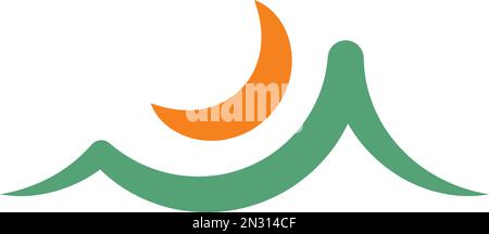 sun and mountain logo icon vector design Stock Vector