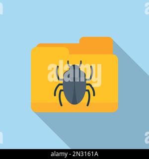 Folder bug icon flat vector. Fraud alert. Crime email Stock Vector