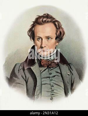 Portrait of Victor-Marie Hugo (1802-1885), French writer, by Antoine Maurin Stock Photo