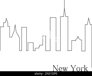 New York one line drawing. Continuous line. Hand-drawn minimalist illustration, vector. Stock Vector