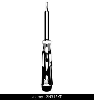 Indicator screwdriver, electrical tester black silhouette, vector illustration Stock Vector