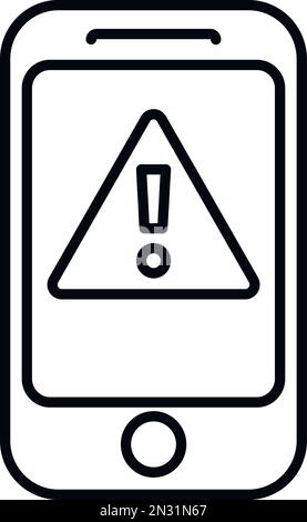 Smartphone alert icon outline vector. Virus error. Computer fraud Stock Vector