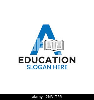 Letter A Education Logo Concept With Open Book Icon Template Stock Vector