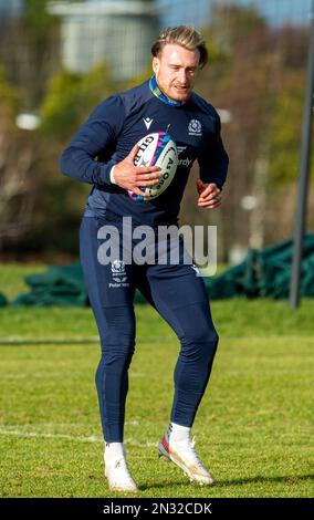 7th February 2023: Guinness Six Nations 2023. ScotlandÕs Stuart Hogg during the Scotland Rugby squad training session, Oriam, Riccarton, Edinburgh. Credit: Ian Rutherford Alamy Live News Stock Photo