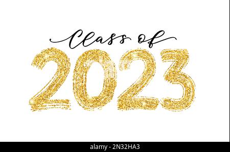 Class of 2023. Modern calligraphy. Hand drawn brush lettering logo. Graduate design yearbook. Vector illustration. Stock Vector