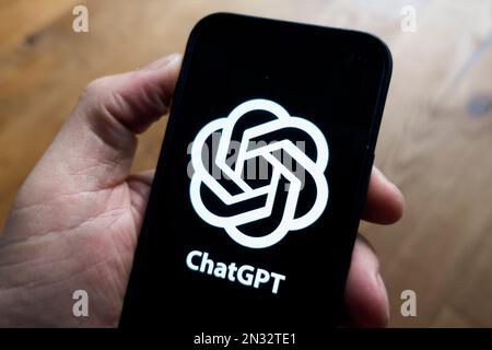 OpenAI ChatGPT logo shown on mobile phone Stock Photo