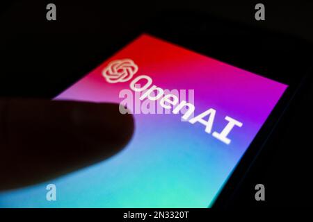 OpenAI ChatGPT logo shown on mobile phone Stock Photo