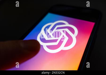 OpenAI ChatGPT logo shown on mobile phone Stock Photo
