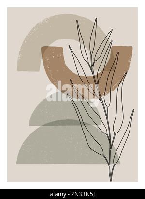 Mid century modern art print. Gallery wall printable art. Boho style interior decor. Stock Vector