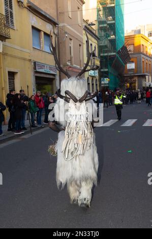 02-4-2023 - Italy, Sardinia, Sassari, Carnival in Macomer 'Carrasegare in Macomer' parade of traditional Sardinian masks Stock Photo