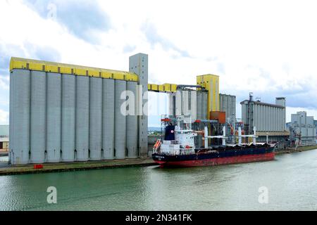 Shipping port Rouen is a city on the River Seine in northern France. It is the prefecture of the region of Normandy and the department of Seine-Mariti Stock Photo