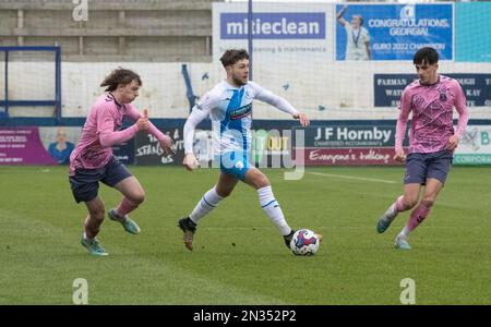 Barrow's Robbie Gotts during the Lancashire Senior Cup Quarter Final match between Barrow and Everton at Holker Street, Barrow-in-Furness on Tuesday 7th February 2023. (Photo: Ian Allington | MI News) Credit: MI News & Sport /Alamy Live News Stock Photo