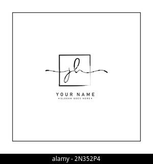Handwritten Signature logo for Initial Letter JH - Vector Logo Template for Alphabet J and H Stock Vector