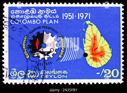 SRI LANKA - CIRCA 1971: a stamp printed in Sri Lanka shows victory ...