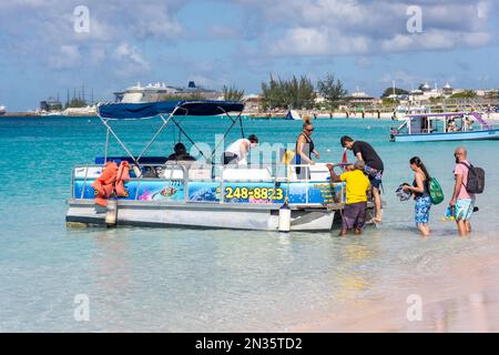 Glass Bottom Boat at Bayshore Beach, Carlisle Bay, Bridgetown, St Michael Parish, Barbados, Lesser Antilles, Caribbean Stock Photo
