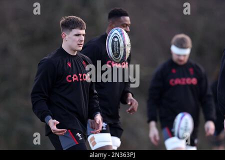 Cardiff, UK. 07th Feb, 2023. Joe Hawkins of Wales during the Wales rugby training session, Vale of Glamorgan on Tuesday 7th February 2023. The team are preparing for the Guinness Six nations championship match against Scotland this weekend . pic by Andrew Orchard/Andrew Orchard sports photography/ Alamy Live News Credit: Andrew Orchard sports photography/Alamy Live News Stock Photo