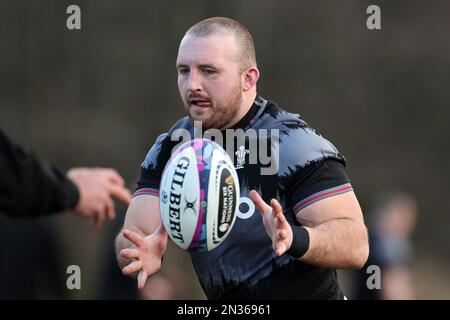 Cardiff, UK. 07th Feb, 2023. Dillon Lewis of Wales during the Wales rugby training session, Vale of Glamorgan on Tuesday 7th February 2023. The team are preparing for the Guinness Six nations championship match against Scotland this weekend . pic by Andrew Orchard/Andrew Orchard sports photography/ Alamy Live News Credit: Andrew Orchard sports photography/Alamy Live News Stock Photo