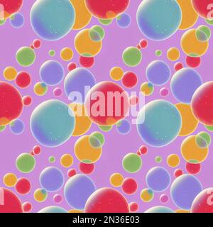Cute bright colorful abstract spheres.  Shiny spheres of different sizes, mixing colors. Seamless texture Stock Photo