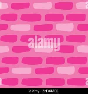 Colorful brick seamless pattern vector. Vector illustration in flat style on pink background. Stock Vector