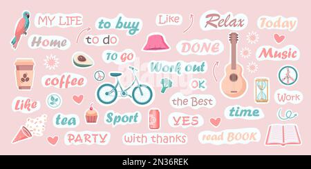 Set of sticker words for planner journal diary school notebook scrapbook  and weekly calendar. Vector illustration Stock Vector Image & Art - Alamy