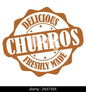Churros label or stamp on white background, vector illustration Stock Vector