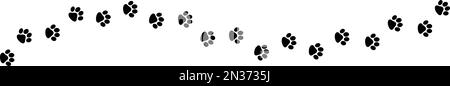 Paw print of dog, cat walk foot print, puppy pet footprint. silhouette animal diagonal tracks for t-shirts. Seamless texture pattern Stock Vector