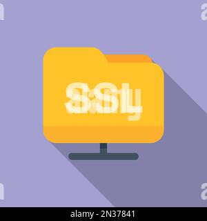 Folder SSL certificate icon flat vector. Security data. Web safe Stock Vector
