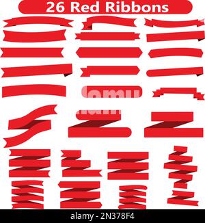 Set of red ribbons. Star mark. Vintage. A simple collection of ribbons. Vector graphics Stock Vector