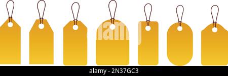 Set of Sale tags and labels. Price tag. Group of Hanging yellow sales tag . Collection of Paper label. Special offer. Blank, discount and price icon Stock Vector