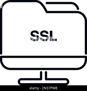 Folder SSL certificate icon outline vector. Security data. Web safe Stock Vector
